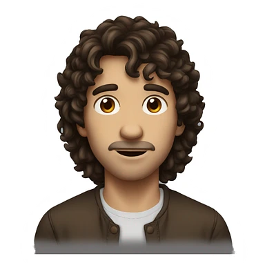 dark brown shaggy hair, brown eyes, big nose, round jaw man sticker