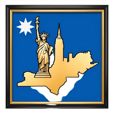 Outline of New York with state flag sticker