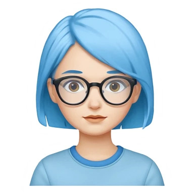 lady with baby blue hair, wearing glasses sticker