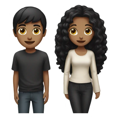 boy with black hair with blonde girl sticker