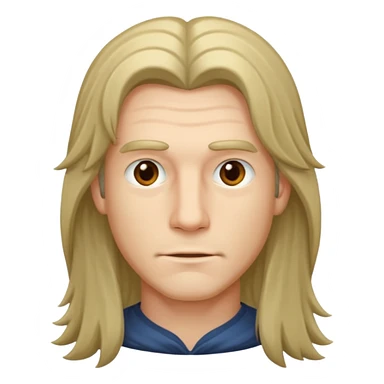 man with long hair but 2d sticker