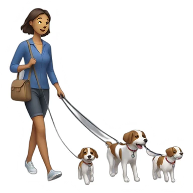 Woman walking two dogs on leashes sticker
