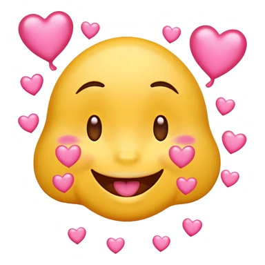 
A drooling, love-struck yellow one face emoji with floating pink hearts sticker