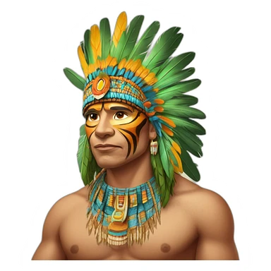 Chamán indígena con corona de plumas de guacamayo y collares de colmillos de tigre sticker