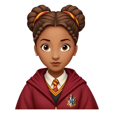 Tiana Benjamin is Angelina Johnson in harry potter, wear hogwarts gryfindor uniform,  thick, brown knot bun hair , reflecting her bold, stylish, and strong personality sticker