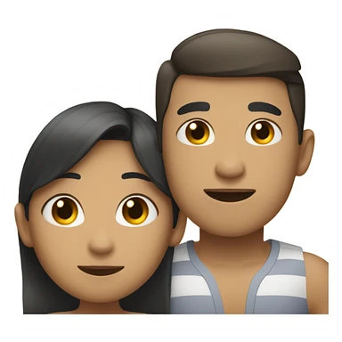 asian girl laying on the beach with american boyfriend sticker