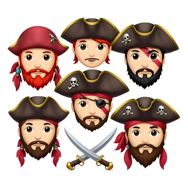 Je veux un tableau de stickers pour mon clan lak khawarizmi notre symbol est les pirat au chapeaux rouge , est un autre tableau de stickers écharpe de ton choix pour mon clan sticker