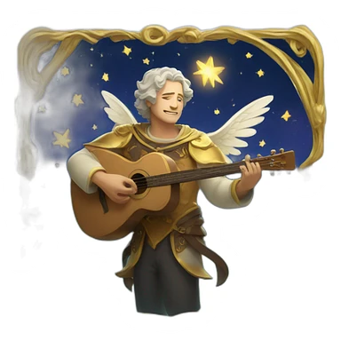 Celestial bard with astral wings sticker