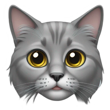 grey long hair cat huge eyes sticker