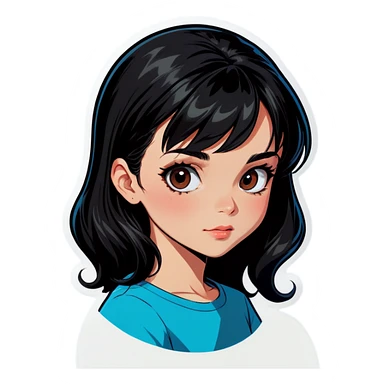 black haired girl portrait sticker