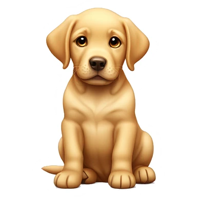 Cute golden Labrador puppy with a many steaks sticker