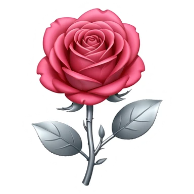 gray metal chrome rose, without green leaves, just flower sticker