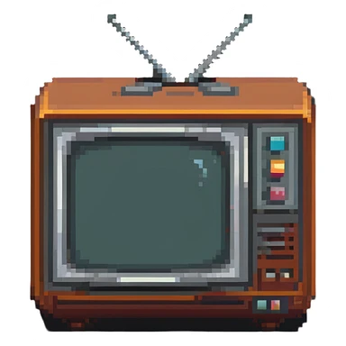 old-school television with a retro design sticker