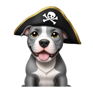 All grey pitbull puppy with a pirate hat on sticker