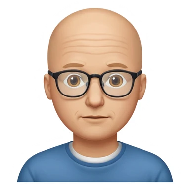 bald guy in glasses indoors sticker