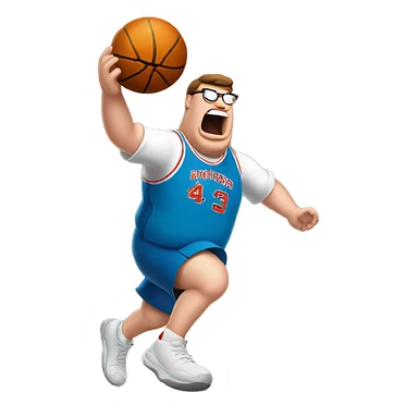 peter griffin mid air shooting a basketball sticker