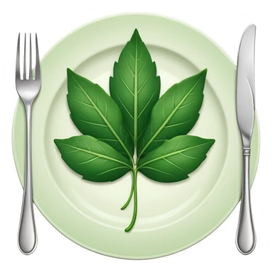 plate with a green leaf and fork sticker