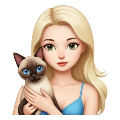 A beautiful and sexy white girl holding a Siamese cat sticker