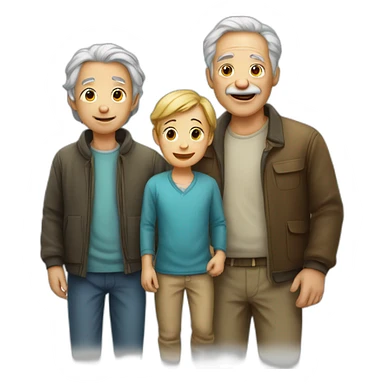 two people, young child and old man,  sticker