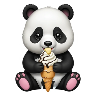 Panda eating ice cream sticker