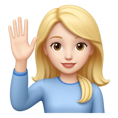 generate realistic detailed girl waving hi 3d style  sticker