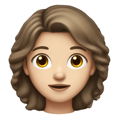 girl with long brown hair, brown eyes, upturned nose, big lips, pale skin sticker