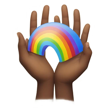Rainbow between hands  sticker