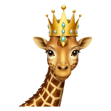 giraffe with jewellery and crown with birds flying around head sticker