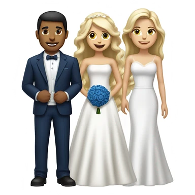 Puerto rican beard short hair with blue hat and navy blue suit getting Married with blond long hair girl with white  wedding dress  sticker