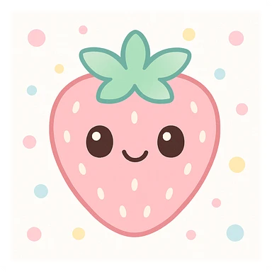 pink strawberry with a cute face, simple and cheerful, kawaii style sticker