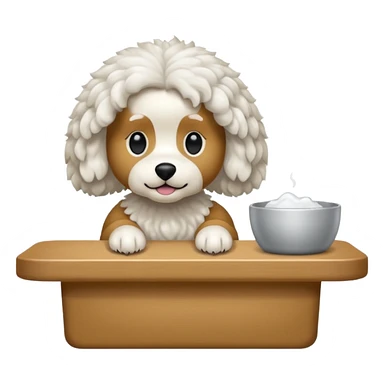 caniche blanco en peluqueria canina sticker