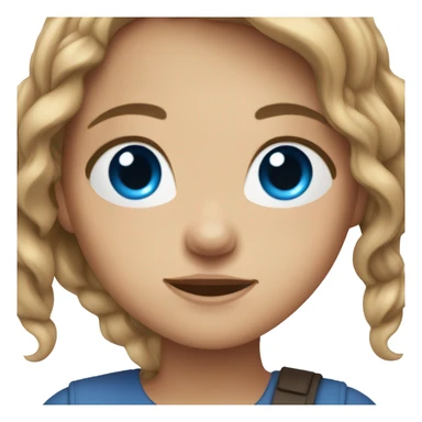 Girl with brown beige hair and blue eyes on laptop sticker