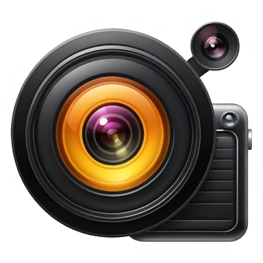 A camera lens, with flash sticker