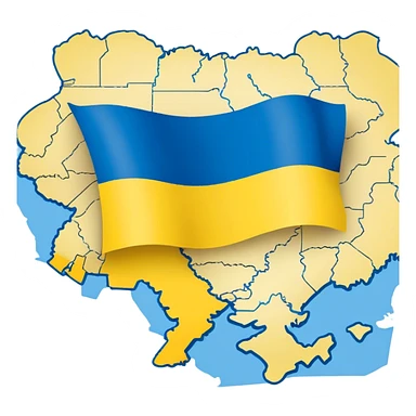 flag of Ukraine on the background of the map of Ukraine sticker