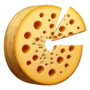 small aged cheese wheel with rind. sticker