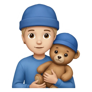 hat boy with bear  sticker