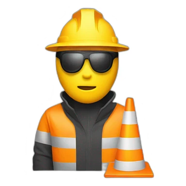 yellow man with traffic cone with black rim on their head sticker