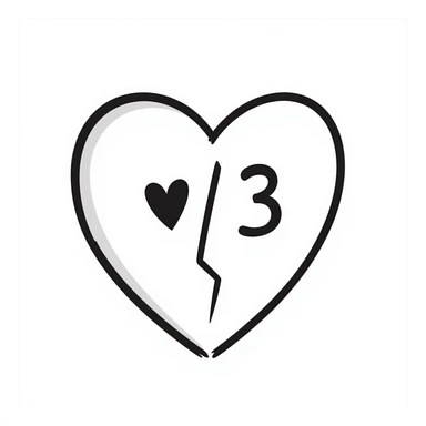 A simple broken heart symbol with the text '</3' written inside or next to it sticker