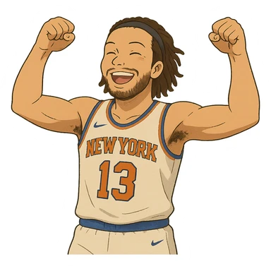 ghibli style Jalen Brunson basketball celebration sticker