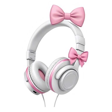 White headphones with pink bow sticker