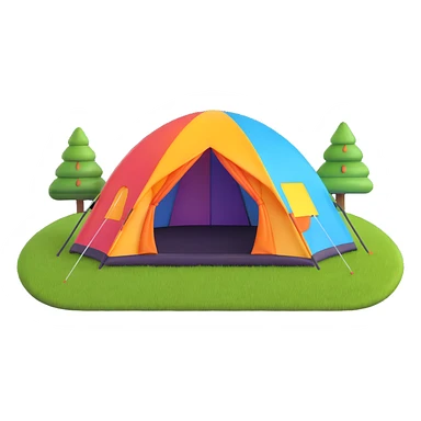 colorful dome tent on grass sticker