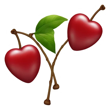 2 cherries shaped like hearts on a stem sticker