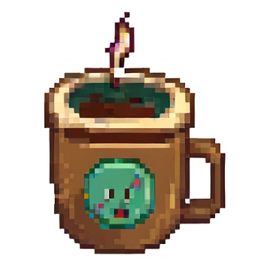 8-bit pixel art emoji,coffee in a coffee cup sticker