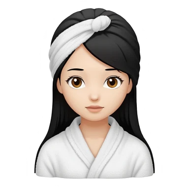 Menina de cabelo liso médio preto com olhos castanhos puxado com toalha de banho  sticker