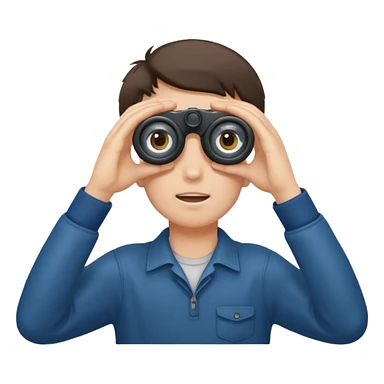 Boy making binocular hands over eyes sticker
