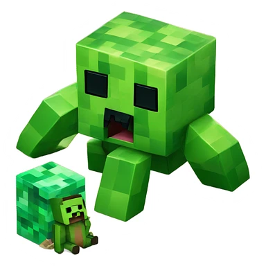 Minecraft creeper with a baby crawling on the ground sticker