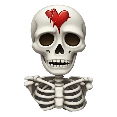 Skeleton broken heart  sticker