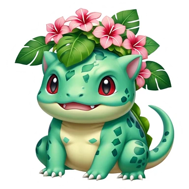 Bulbasaur wearing a Hawaiian Haku lei.  sticker