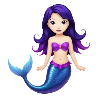 Mermaid with black hair and purple tail  sticker