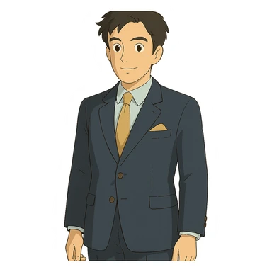 ghibli style man, formal suit sticker